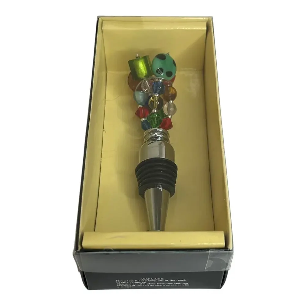 Colorful Art Glass Beads Bottle Stopper Bed Bath and Beyond NIB